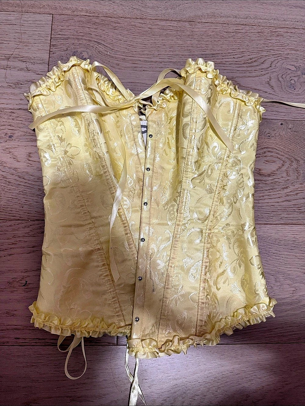 Yellow Floral Lace-Up Corset Top Like New